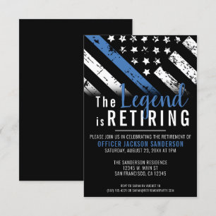 Police Thin Blue Line Law Enforcement Retirement Invitation