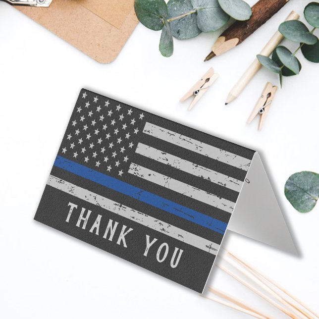 Police Thin Blue Line Law Enforcement Thank You Business Card (Creator Uploaded)