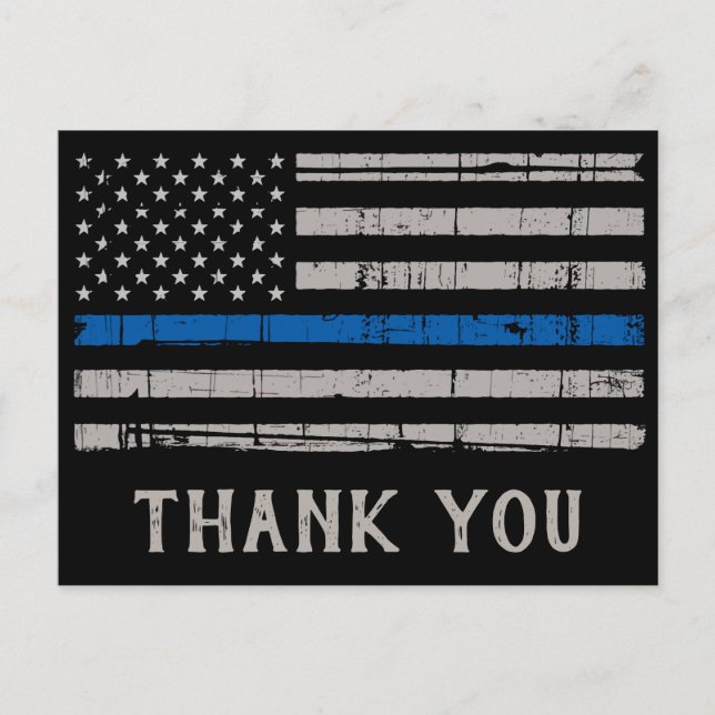 Police Thin Blue Line Law Enforcement Thank You Postcard (Front)