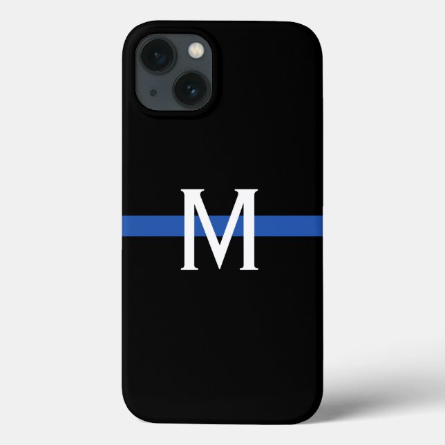 Police Thin Blue Line Monogram Case-Mate iPhone Case (Back)