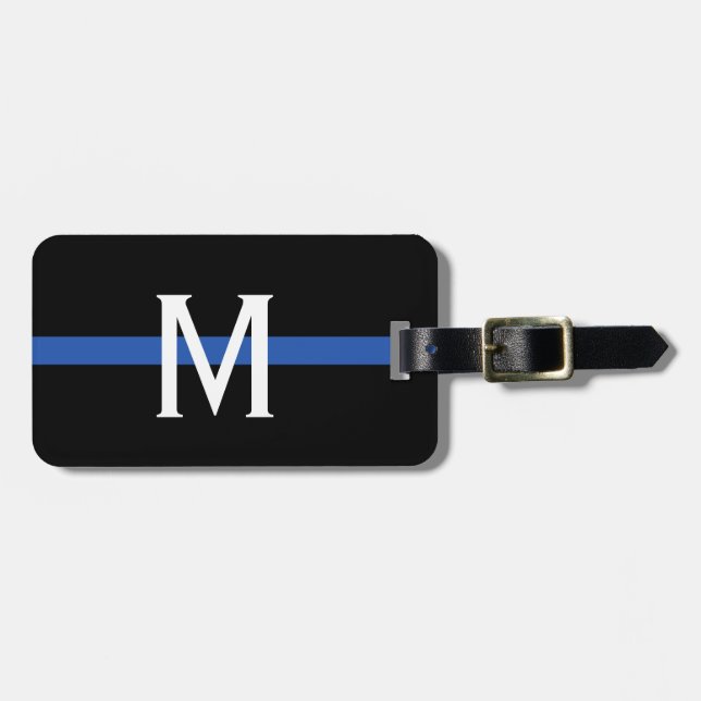 Police Thin Blue Line Monogram Luggage Tag (Front Horizontal)