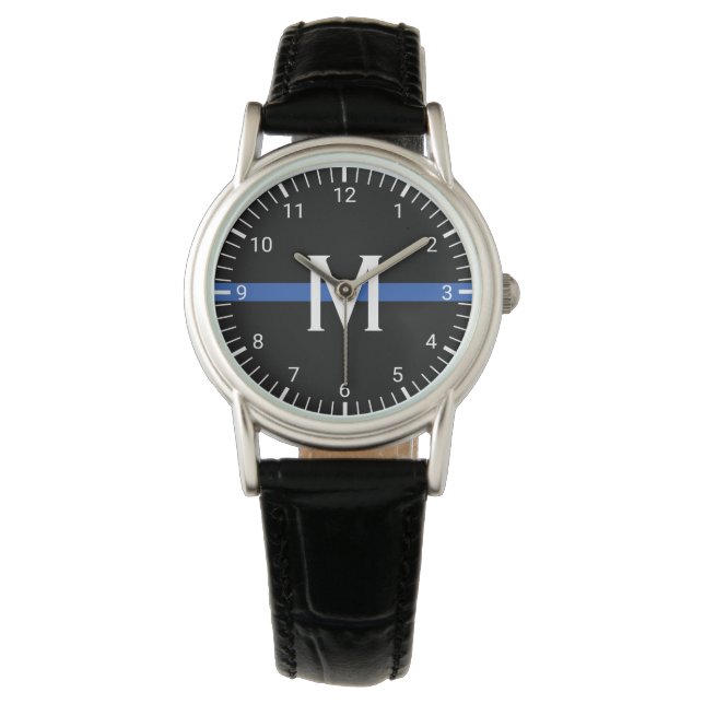 Police Thin Blue Line Monogrammed Watch (Front)