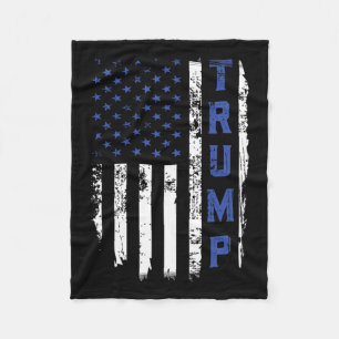 Police Thin Blue Line Republican Cop Usa Flag Fleece Blanket