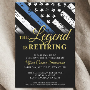 Police Thin Blue Line Retirement Party Invitation