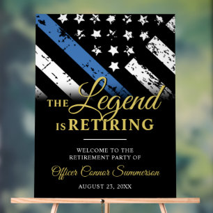 Police Thin Blue Line Retirement Party Welcome Acrylic Sign
