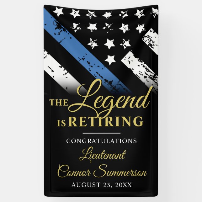 Police Thin Blue Line Retirement Party Welcome Banner (Vertical)