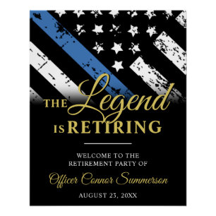 Police Thin Blue Line Retirement Party Welcome Poster