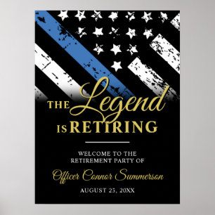 Police Thin Blue Line Retirement Party Welcome Poster
