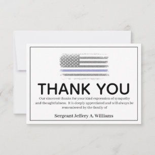 Police Thin Blue Line Thank You Bereavement Card