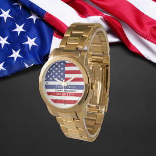 Police Thin Blue Line US Flag Retirement Watch