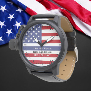 Police Thin Blue Line US Flag Retirement Watch