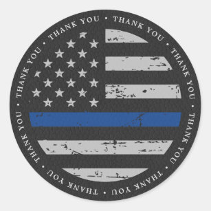 Police Thin Blue Line Vintage Leather Thank You Classic Round Sticker
