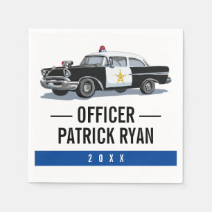 Police Thin Blue Line Vintage Police Car Monogram Napkin