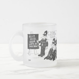 Police Training School Cartoon Frosted Glass Coffee Mug