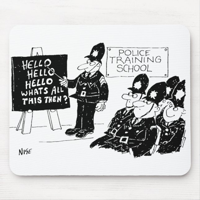Police Training School Cartoon Mouse Mat (Front)
