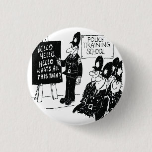 Police Training School. Funny Cartoon Illustration 3 Cm Round Badge