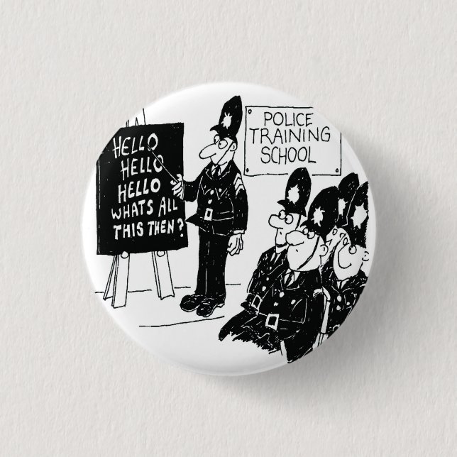 Police Training School. Funny Cartoon Illustration 3 Cm Round Badge (Front)
