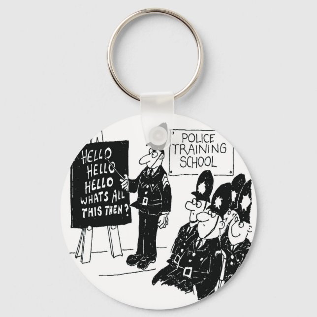 Police Training School. Funny Cartoon Illustration Key Ring (Front)