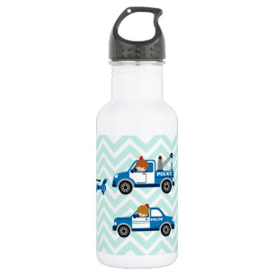 Police Trucks Helicopter Vehicles on Chevron 532 Ml Water Bottle