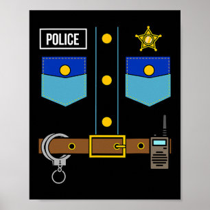 Police Uniform Costume Cool Easy Halloween Police  Poster