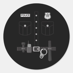 Police Uniform Halloween Kids Boys 1 Classic Round Sticker