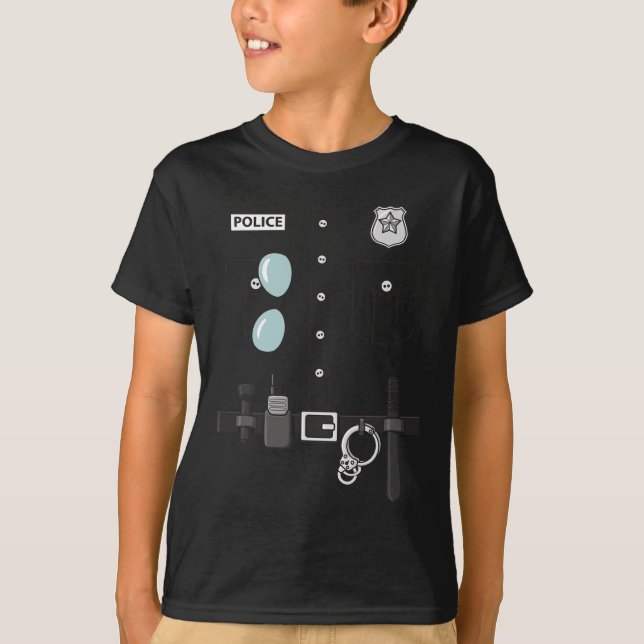 Police Uniform Halloween Kids Boys  T-Shirt (Front)