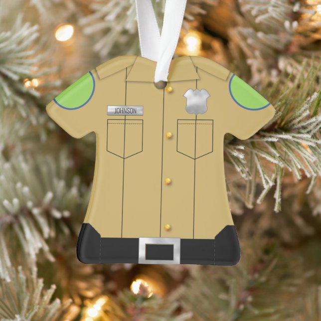 Police Uniform Tan with Silver Shield Ornament (Tree)