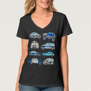 Police Vehicles For Kids Men Women Cop Cars Boys T-Shirt