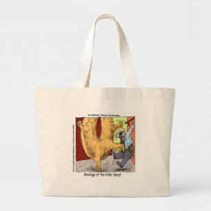 Police Vs Donut Funny Cartoon Large Tote Bag