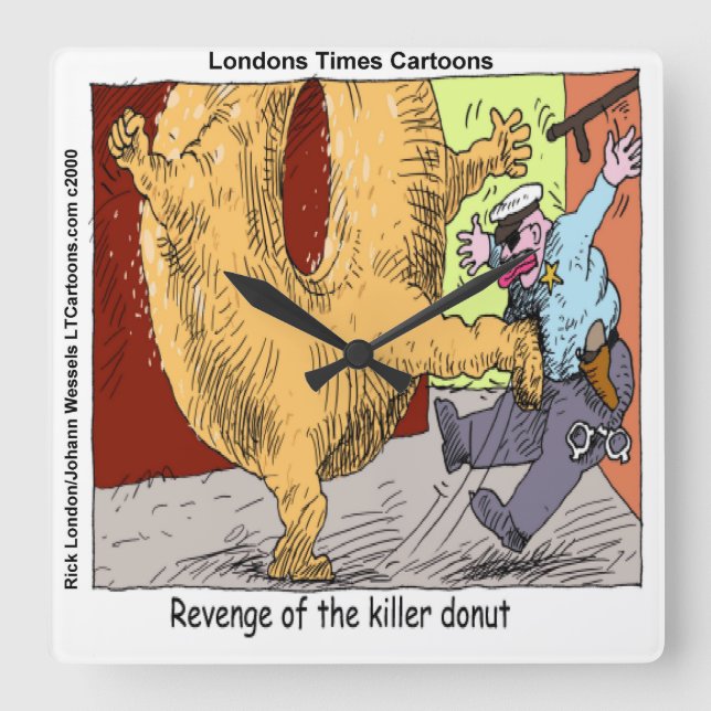 Police Vs Donut Funny Wall Clock (Front)