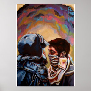 police vs. protester poster