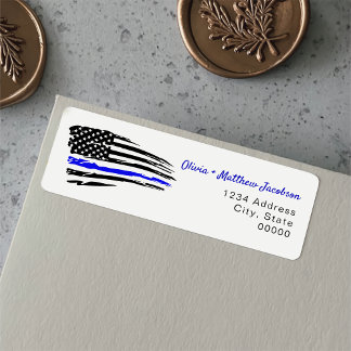 Police Watercolor Thin Blue Line Flag