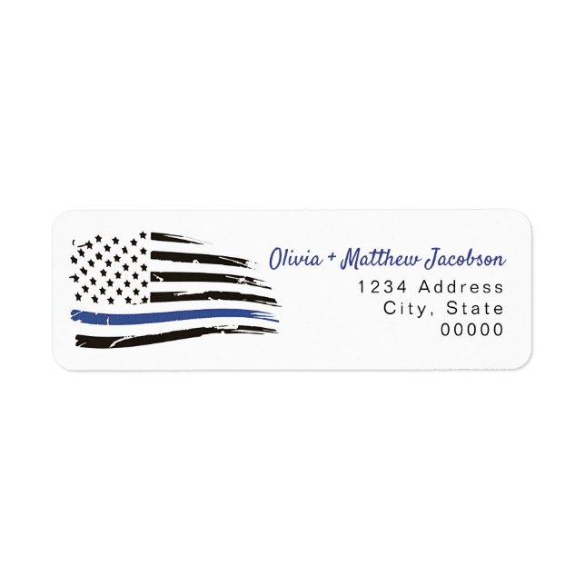 Police Watercolor Thin Blue Line Flag  (Front)