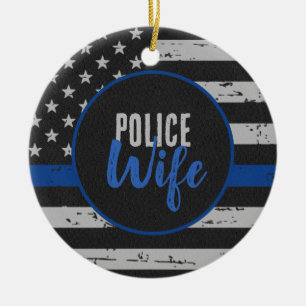 Police Wife - Law Enforcement - Thin Blue Line Ceramic Tree Decoration