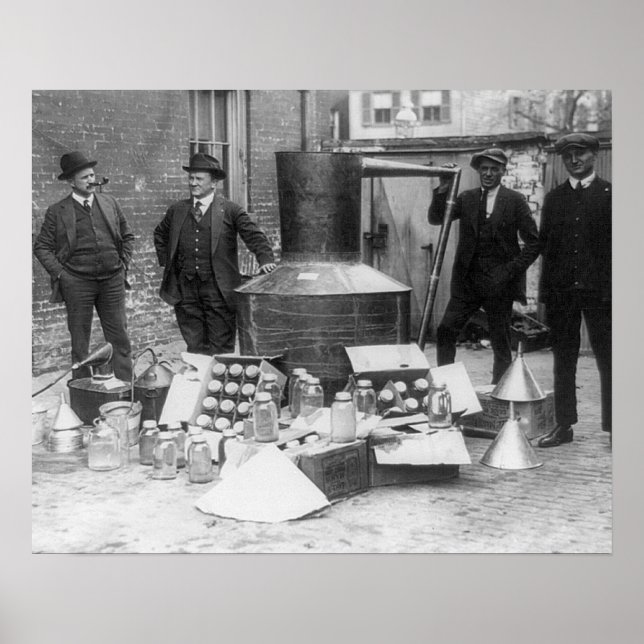 Police With Confiscated Still, 1922. Vintage Photo Poster (Front)