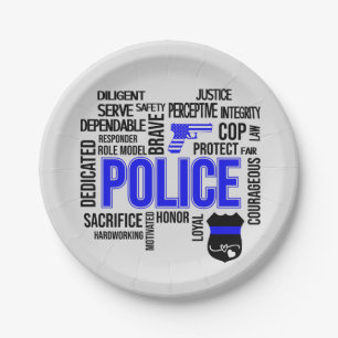 Police with Descriptive Words Party Plates