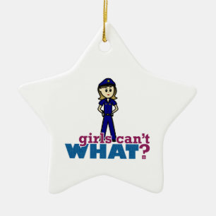 Police Woman Ceramic Tree Decoration