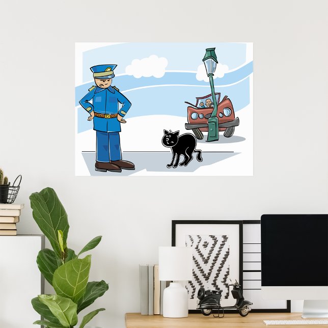 Policeman And A Black Cat Poster (Creator Uploaded)