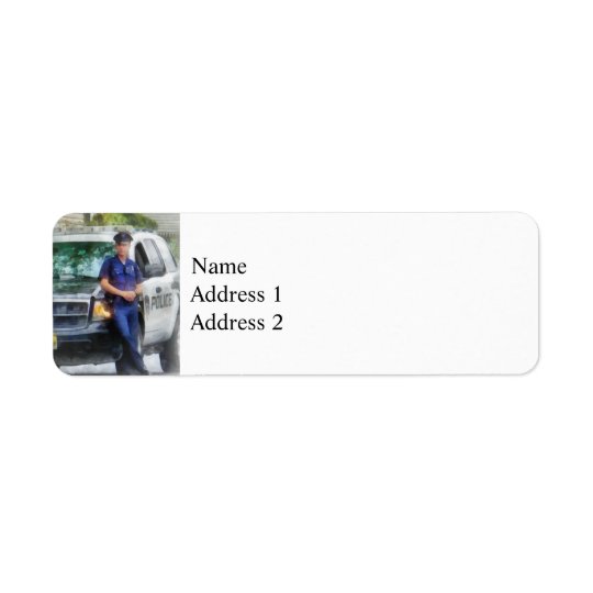 Policeman by Patrol Car Return Address Label
