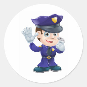 Policeman character cartoon illustration classic round sticker