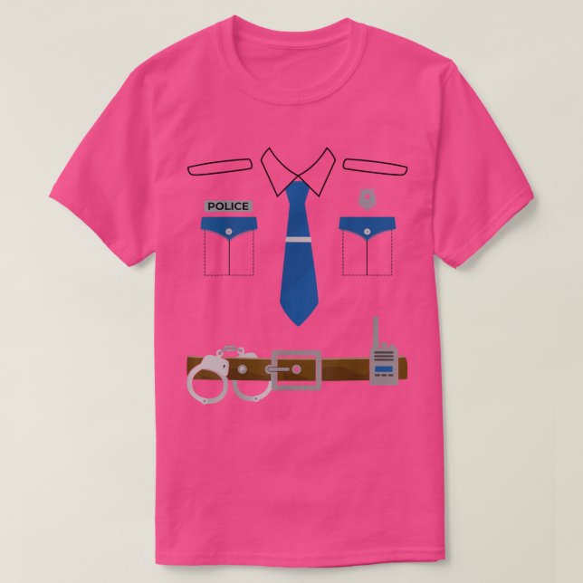 Policeman Costume Birthday Police Officer Uniform  T-Shirt (Design Front)