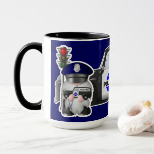 Policeman Gnome with Police Truck Mug