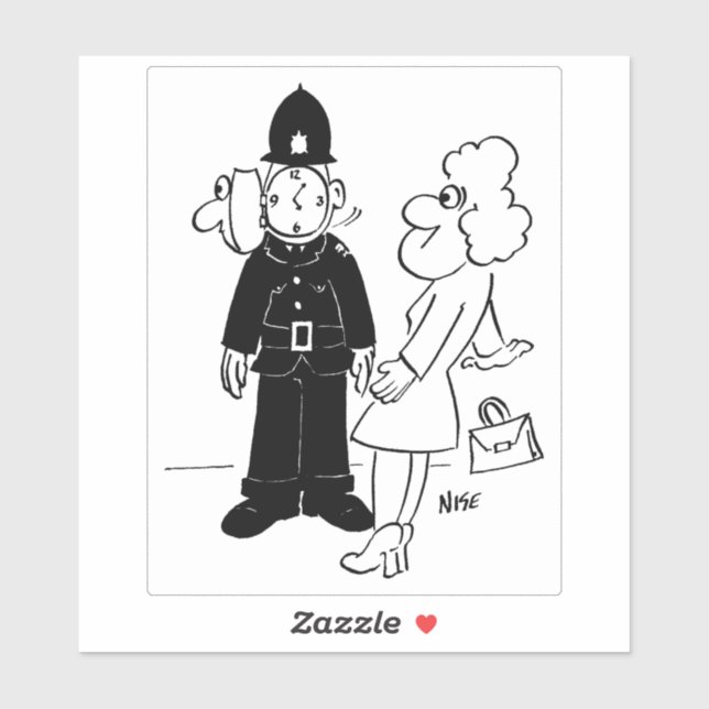 Policeman has Clock Face Cartoon. (Sheet)