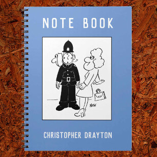 Policeman has Clock Face Cartoon. Notebook