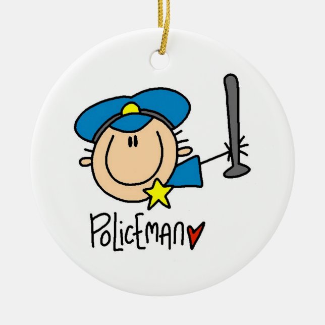 Policeman Occupation Ceramic Tree Decoration (Front)