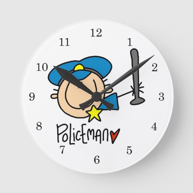 Policeman Occupation Round Clock (Front)