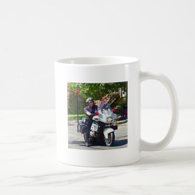 Policeman On Motorcycle Coffee Mug (Right)