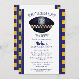 Policeman Police Cop Hat Retirement Party Invitation