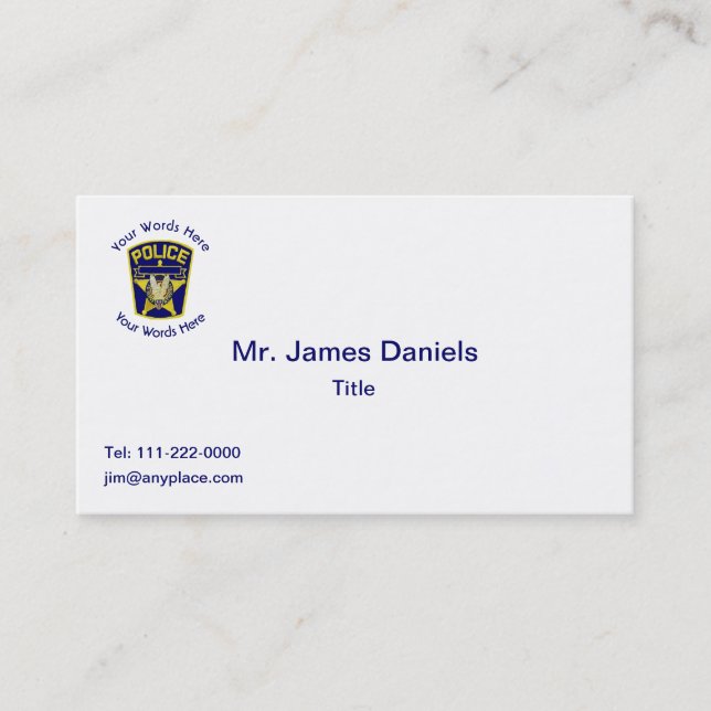 Policeman’s Shield Custom Business Card (Front)