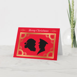 Policeman Santa Silhouettes Christmas Card